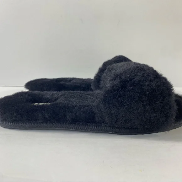 UGG Fluff Slide II Sheepskin Black Slide Slipper - Picture 2 of 11